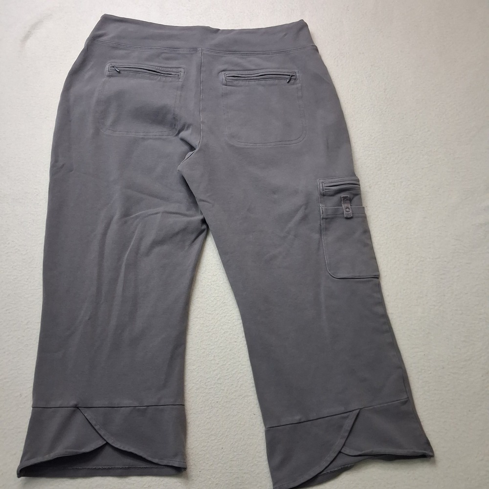 Duluth Trading Co Gray No-Yank Crop Cargo Pants Petal Hem Womens Medium M Gray - Picture 2 of 9